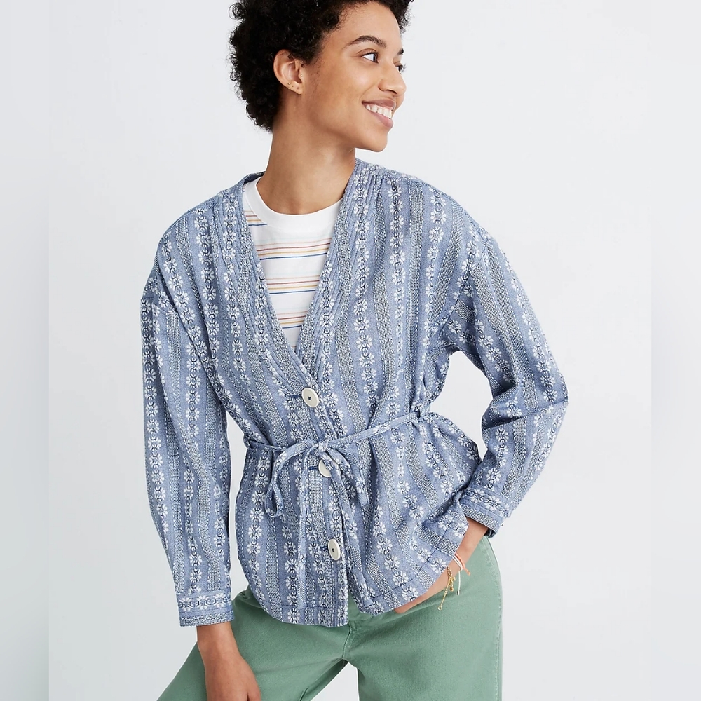 Madewell Floral Jacquard Tie-Waist Jacket NWT